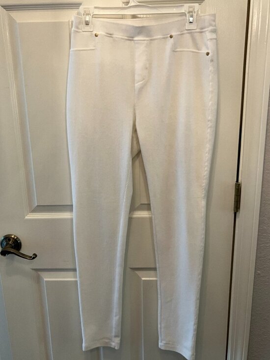 Calvin Klein Women’s White Skinny Ponte Pants – Pull On Stretch – Size M – CK Lo - Picture 1 of 5